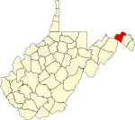 Map of West Virginia highlighting Morgan County